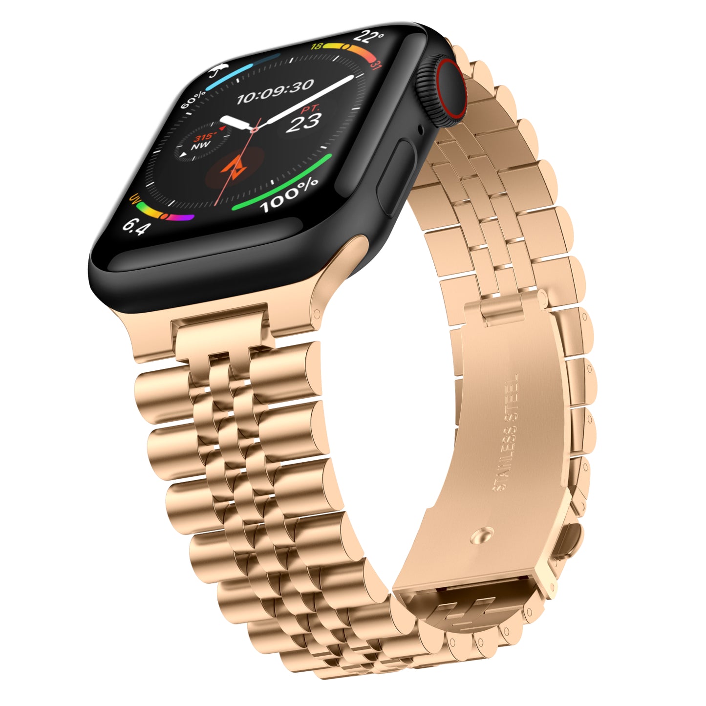 Stainless Steel Link Bracelet Band - The Perth in Gold - Compatible with Apple Watch Size 38mm to 41mm - Friendie Pty Ltd