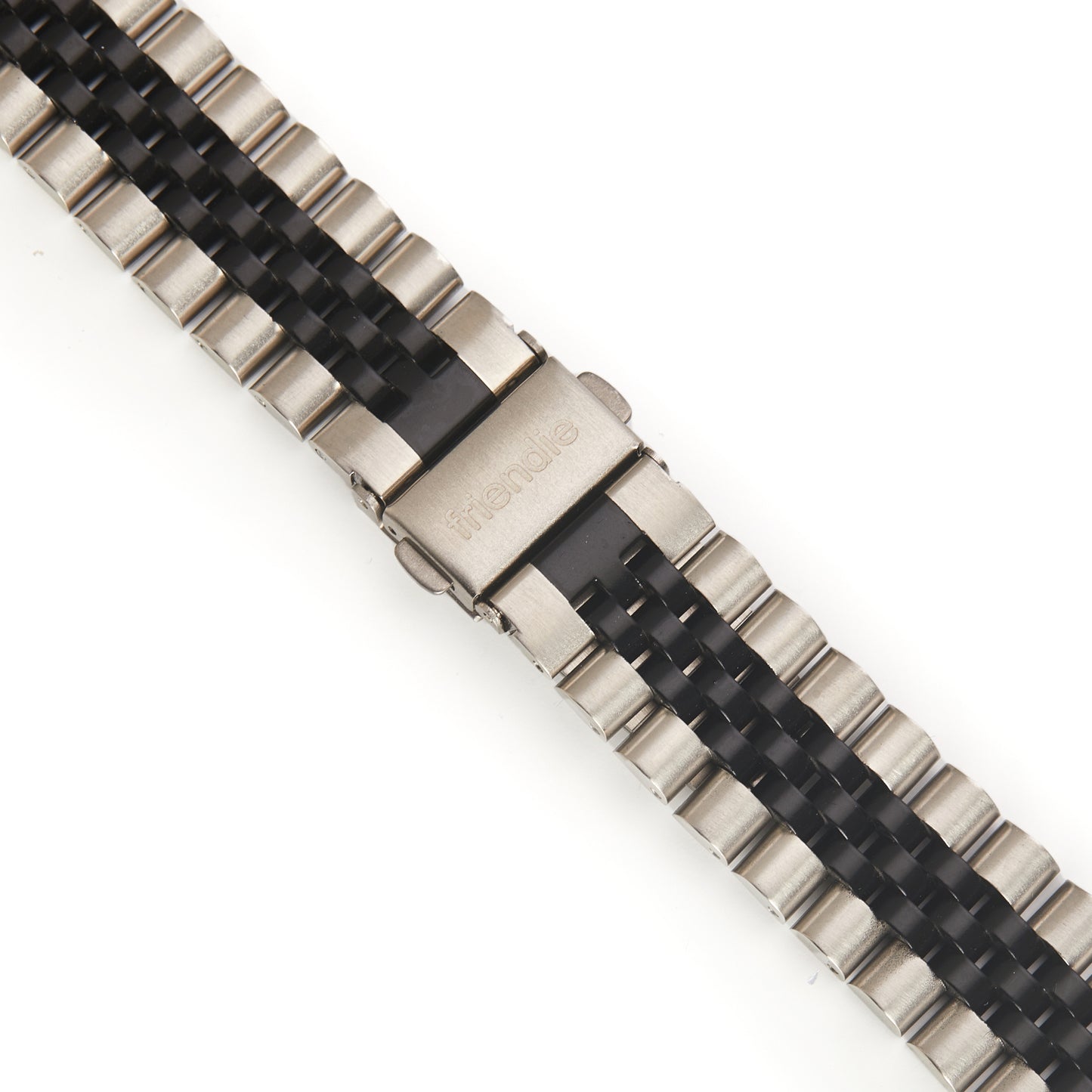 Stainless Steel Link Bracelet Band - The Perth in Silver and Black - Compatible with Apple Watch Size 42mm to 45mm - Friendie Pty Ltd