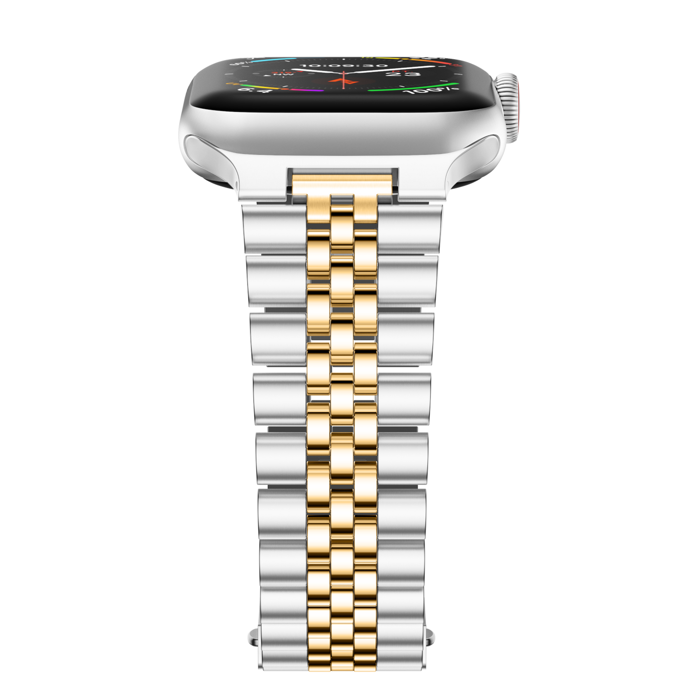 Stainless Steel Link Bracelet Band - The Perth in Silver and Gold - Compatible with Apple Watch Size 42mm to 45mm - Friendie Pty Ltd