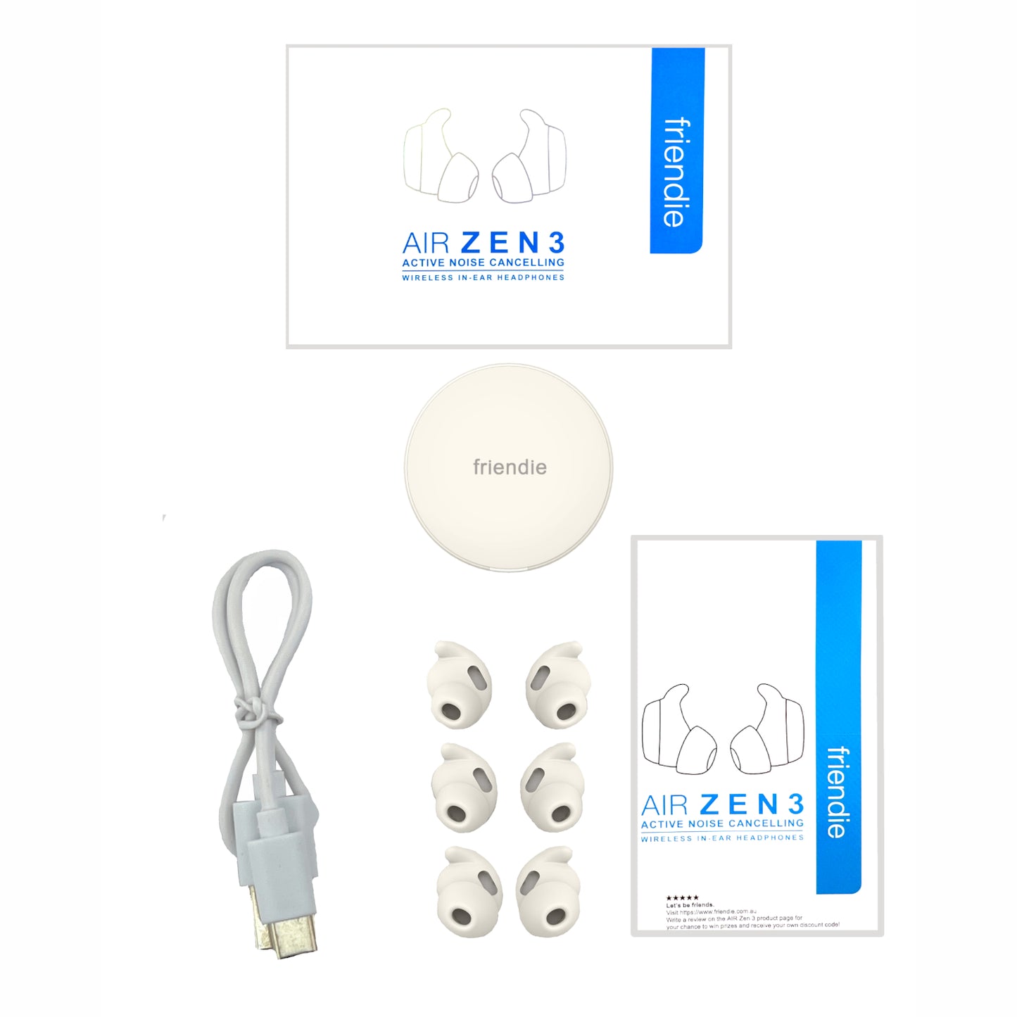 AIR ZEN 3.0 Beige ANC Sleep Earbuds In Ear Headphones - Friendie Pty Ltd