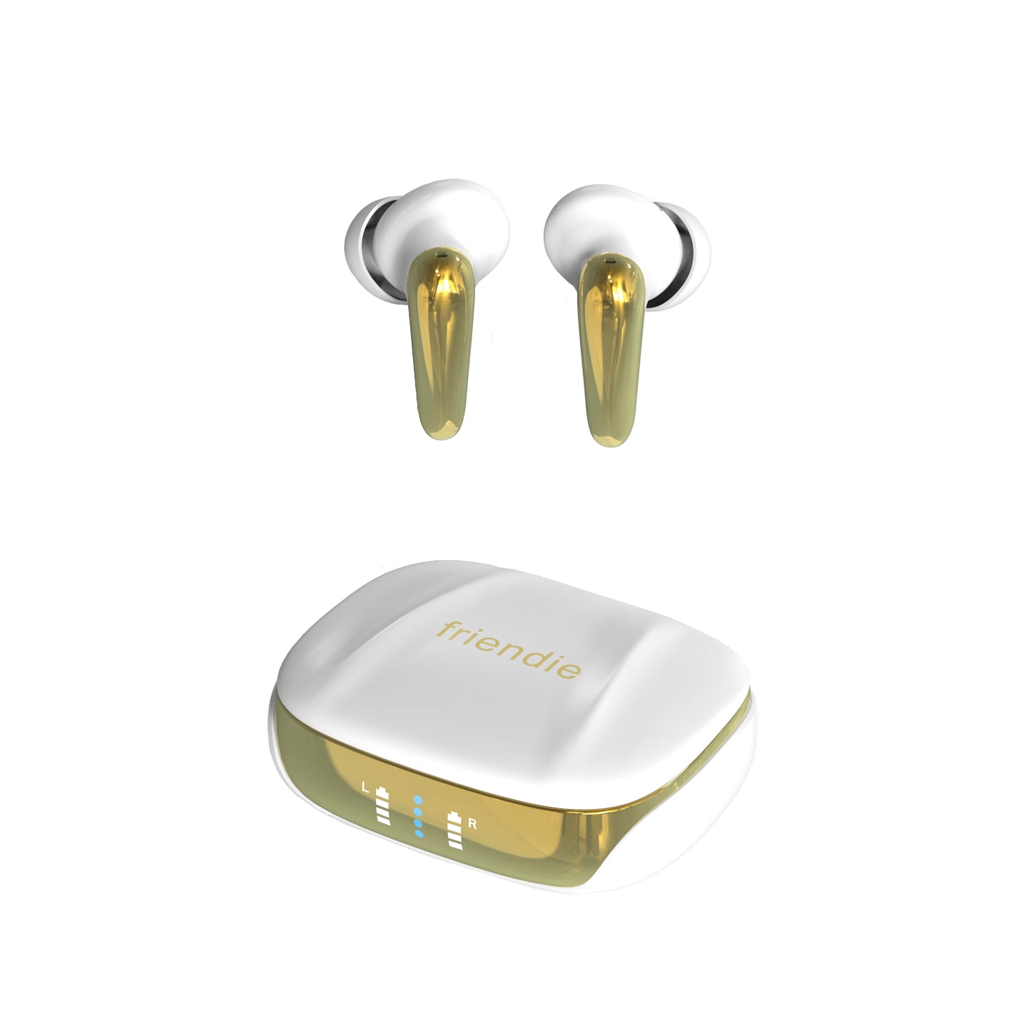 AIR Focus ANC Pearl White and Gold Active Noise Cancelling Earbuds (In Ear Wireless Headphones) - Friendie Pty Ltd