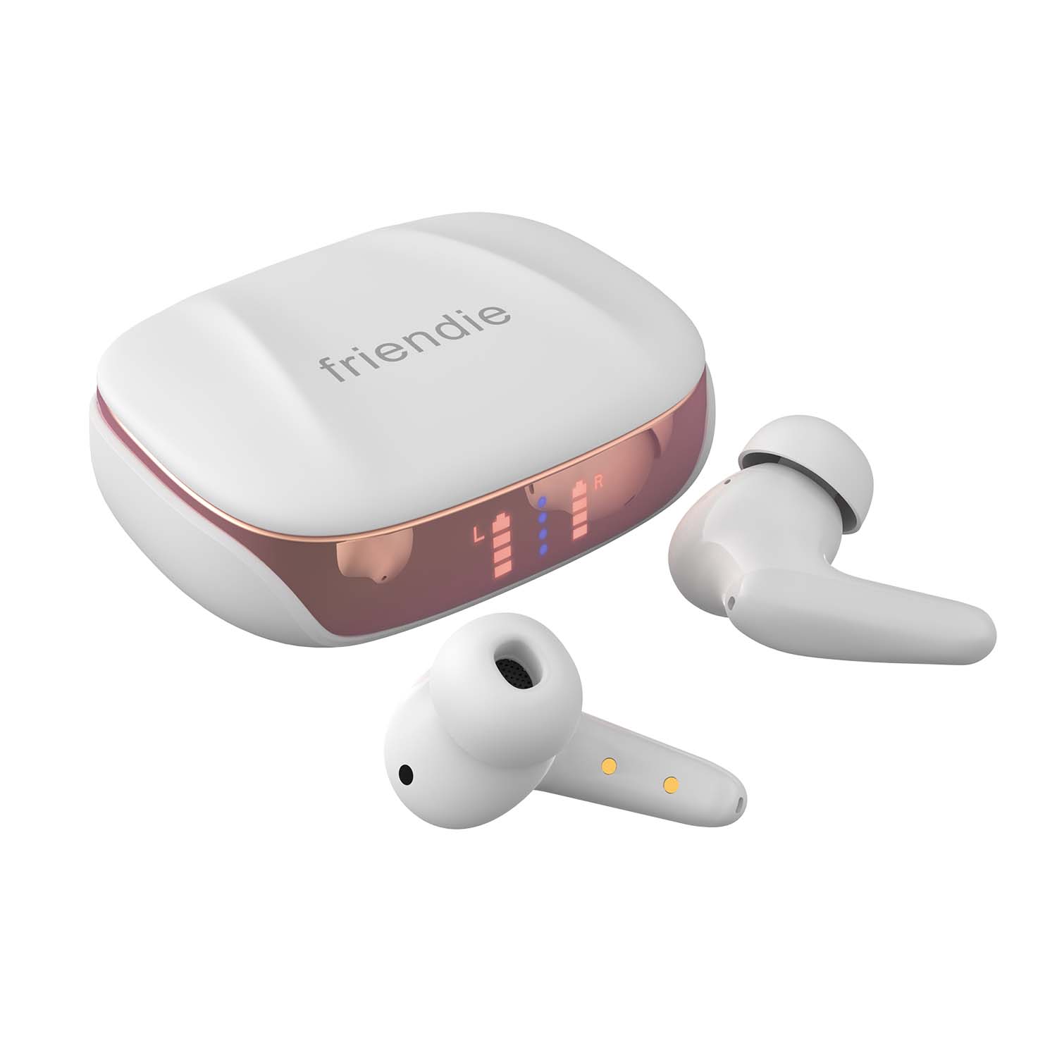 AIR Focus ANC Pearl White and Rose Gold Active Noise Cancelling (In Ear Wireless Headphones) - Friendie Audio Pty Ltd