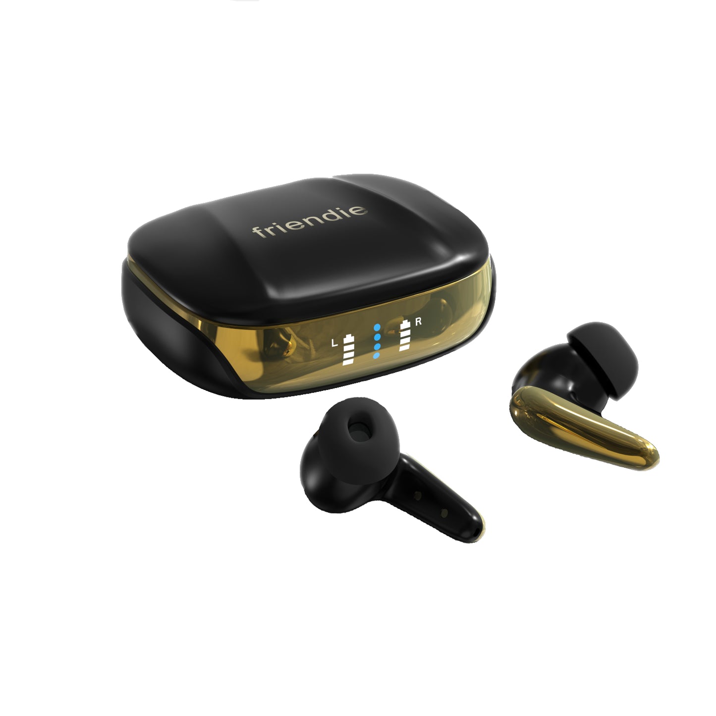 AIR Focus ANC Matte Black and Gold Active Noise Cancelling Earbuds (In Ear Wireless Headphones) - Friendie Pty Ltd