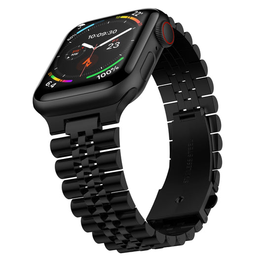 Stainless Steel Link Bracelet Band - The Perth in Black - Compatible with Apple Watch Size 42mm to 45mm - Friendie Pty Ltd