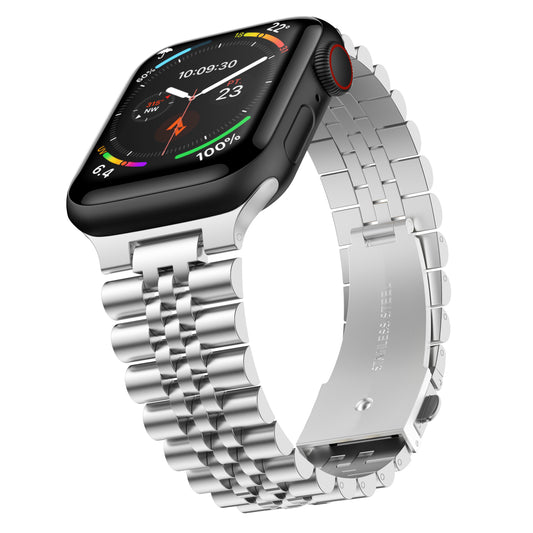 Stainless Steel Link Bracelet Band - The Perth in Silver - Compatible with Apple Watch Size 42mm to 45mm - Friendie Pty Ltd