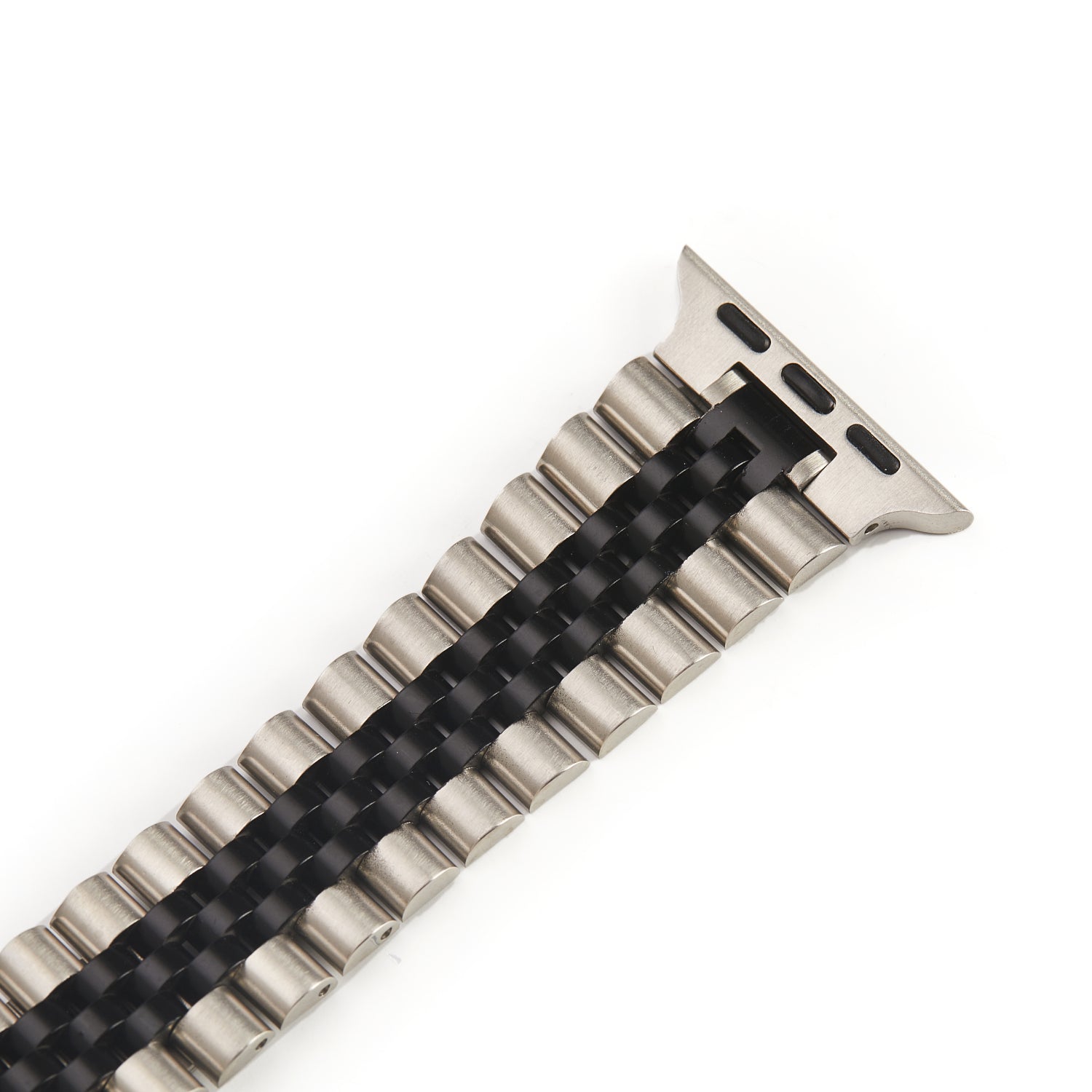 Stainless Steel Link Bracelet Band - The Perth in Silver and Black - Compatible with Apple Watch Size 42mm to 45mm - Friendie Pty Ltd