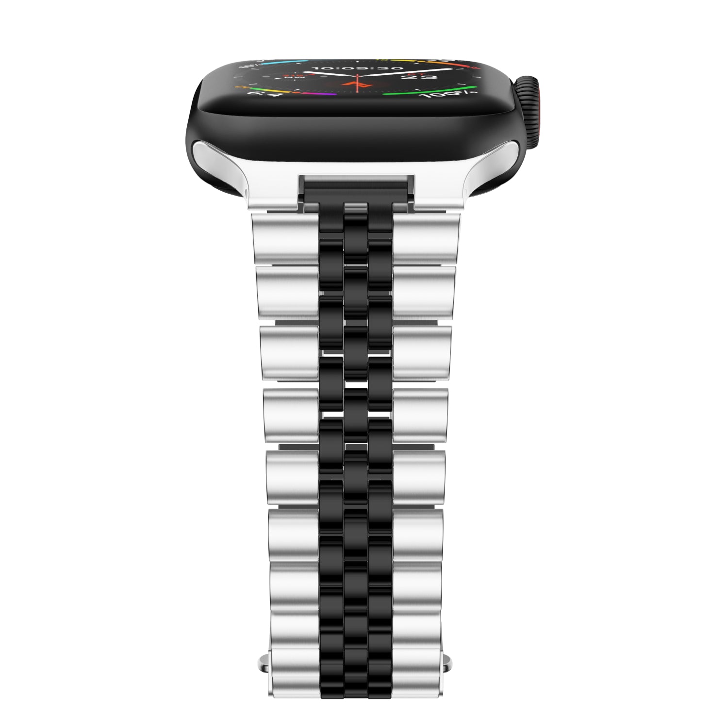 Stainless Steel Link Bracelet Band - The Perth in Silver and Black - Compatible with Apple Watch Size 42mm to 45mm - Friendie Pty Ltd