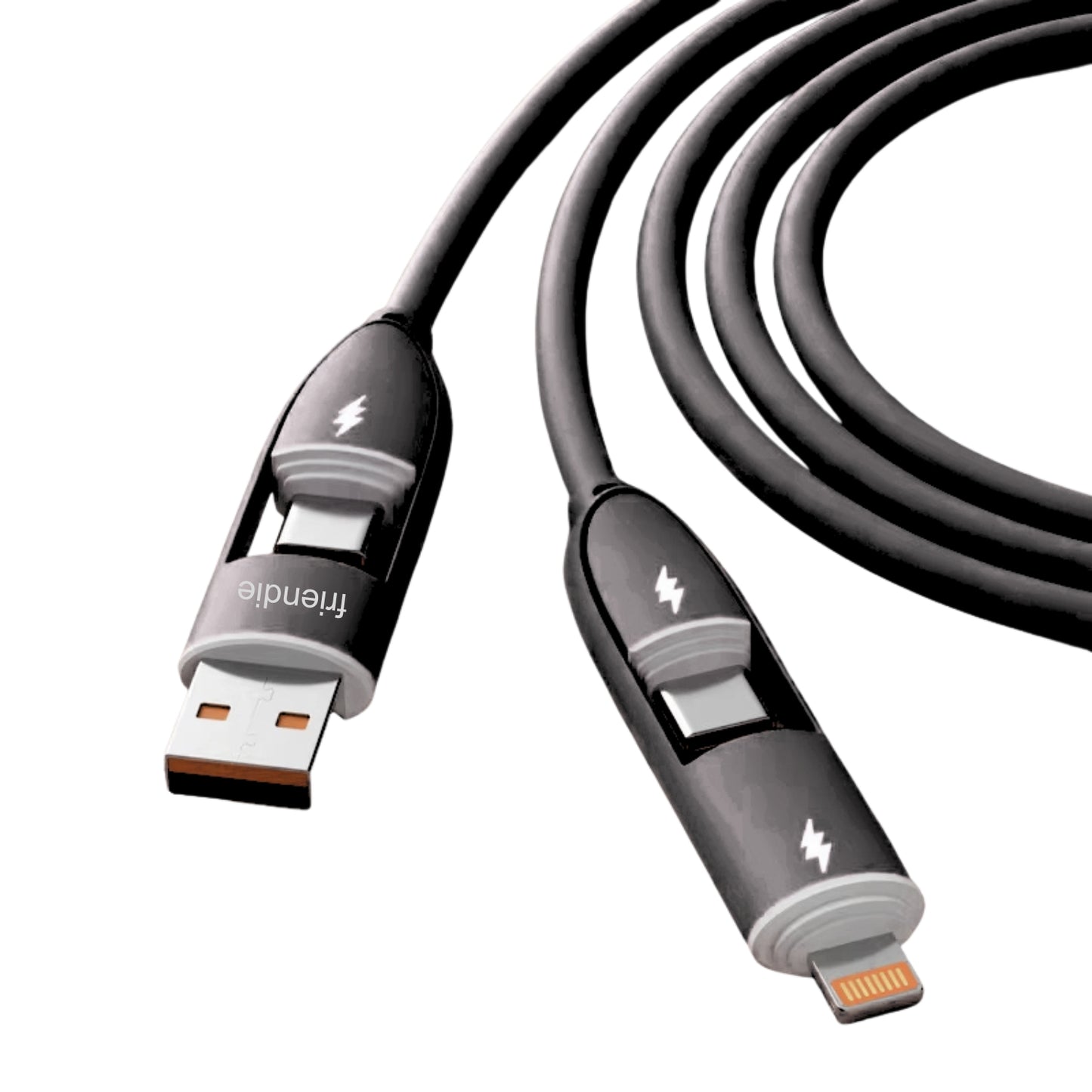 Core 4‑in‑1 Charging Cable (1.0m) - Black - Friendie Pty Ltd