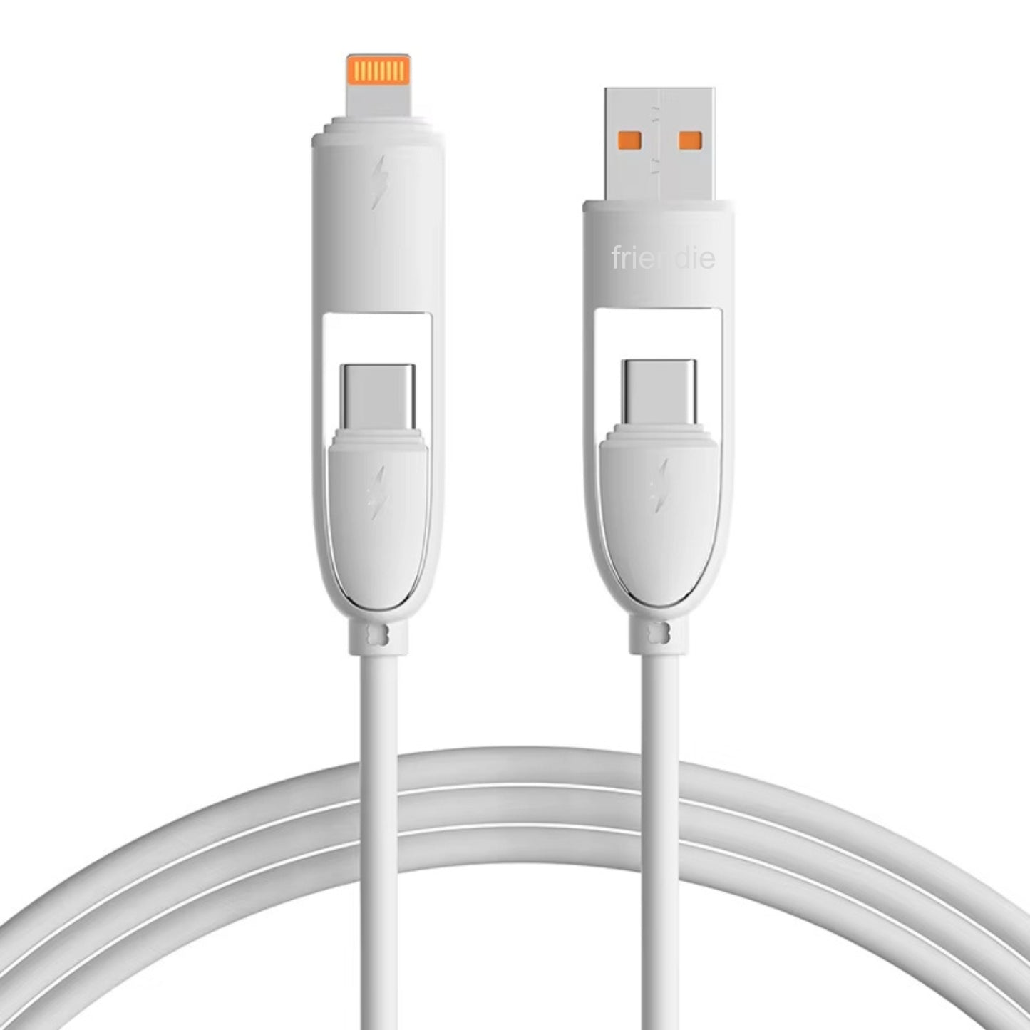 Core 4‑in‑1 Charging Cable (1.0m) - White - Friendie Pty Ltd