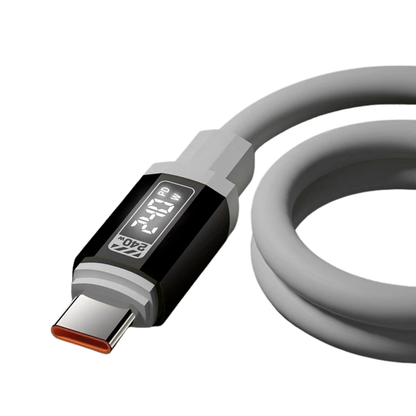 Tough USB C to USB C Charging Cable (1.5m) – 240W, E Marker, LED Power Screen - Strom Grey