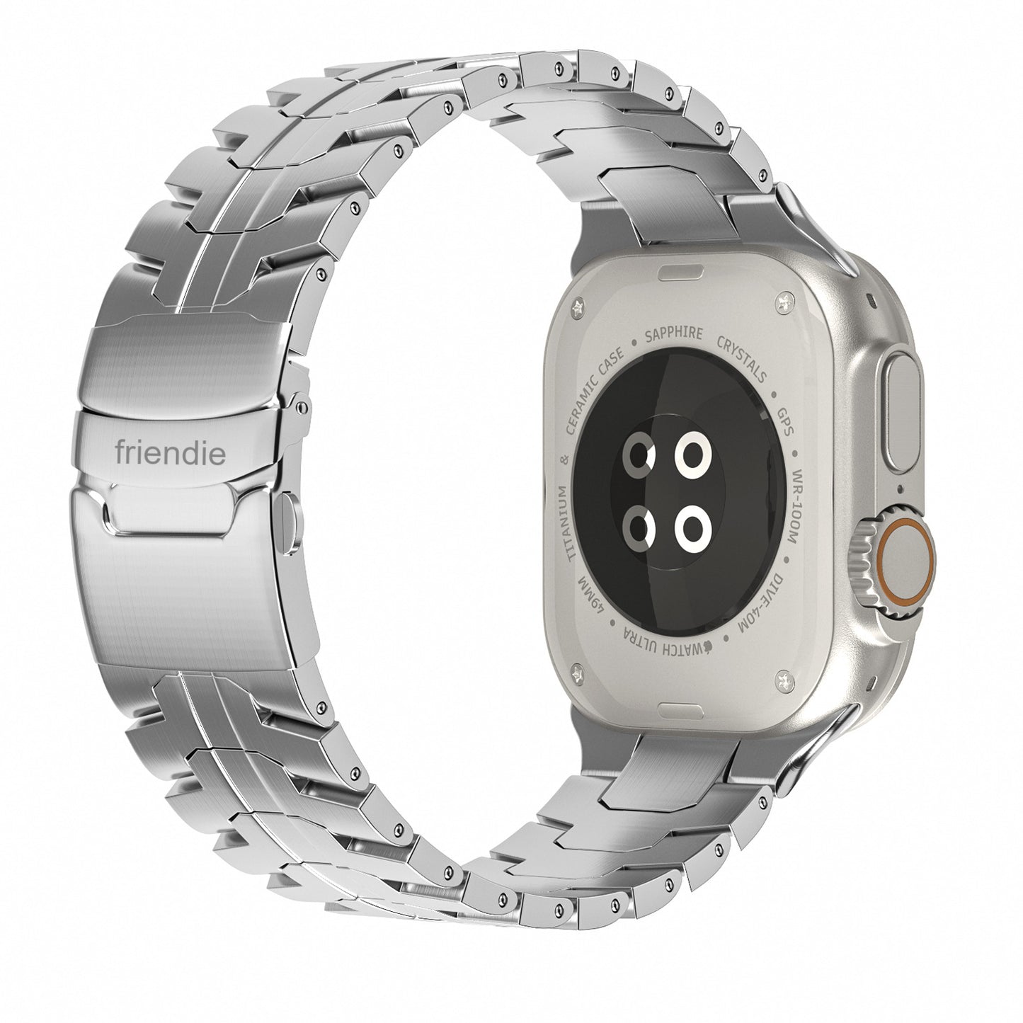 Stainless Steel Link Bracelet Band (Ultra) – The Darwin Ultra in Stainless Steel – Compatible with Apple Watch Ultra (Friendie size Large) - Friendie Pty Ltd