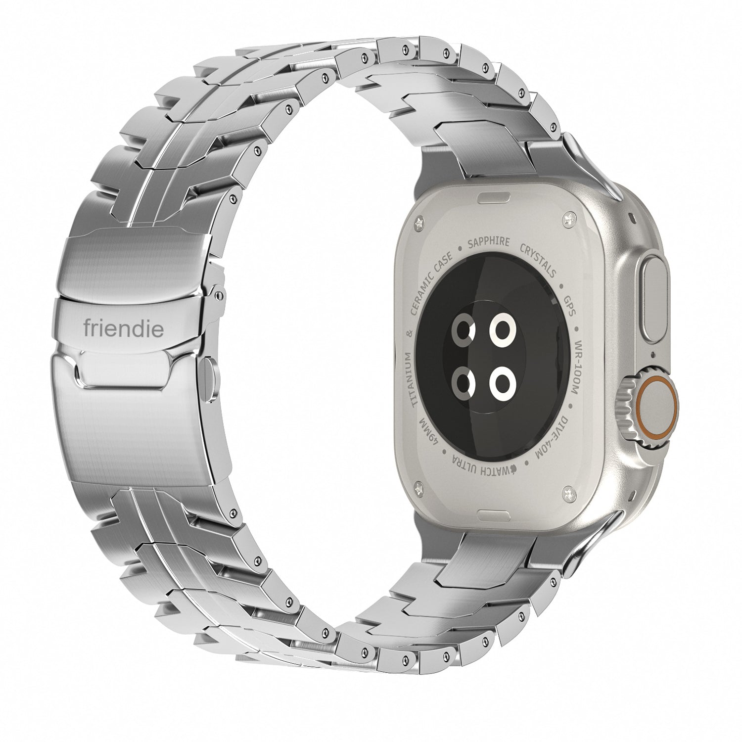 Stainless Steel Link Bracelet Band (Ultra) – The Darwin Ultra in Stainless Steel – Compatible with Apple Watch Ultra (Friendie size Large) - Friendie Pty Ltd