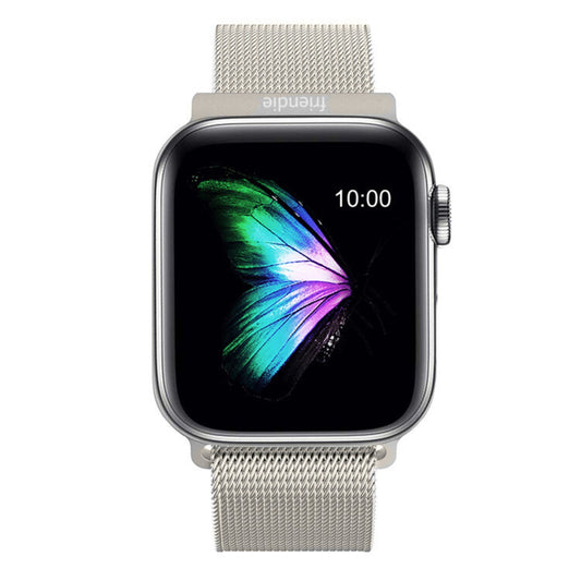 Stainless Steel Link Woven Mesh Infinite Loop Band - The Melbourne in Starlight Large - Compatible with Apple Watch Size 42mm to 45mm - Friendie Pty Ltd
