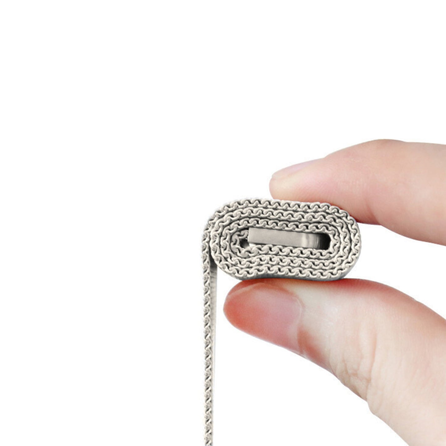 Stainless Steel Link Woven Mesh Infinite Loop Band - The Melbourne in Starlight Large - Compatible with Apple Watch Size 42mm to 45mm - Friendie Pty Ltd