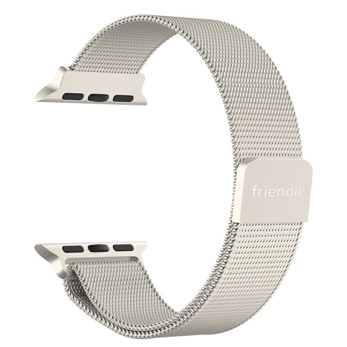 Stainless Steel Link Woven Mesh Infinite Loop Band - The Melbourne in Starlight Large - Compatible with Apple Watch Size 42mm to 45mm - Friendie Pty Ltd