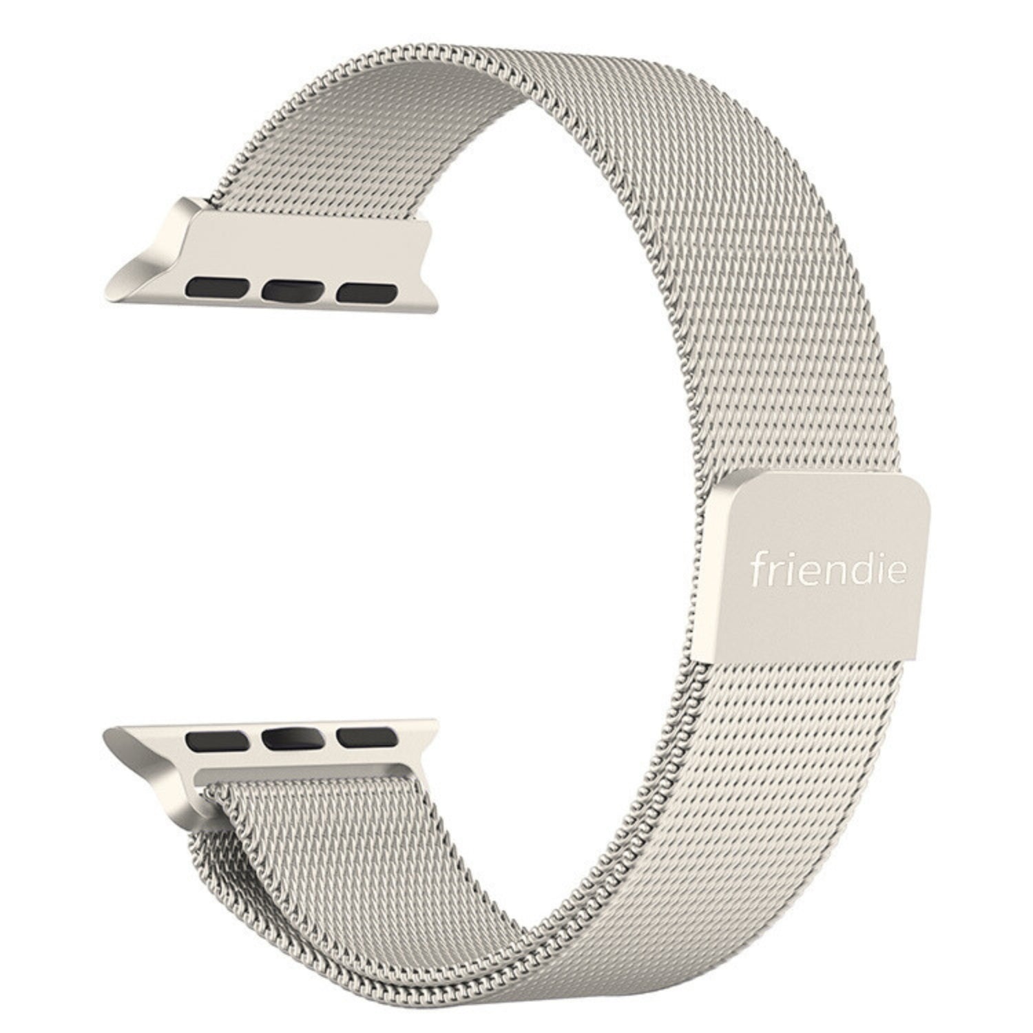 Stainless Steel Link Woven Mesh Infinite Loop Band - The Melbourne in Starlight Large - Compatible with Apple Watch Size 42mm to 45mm - Friendie Pty Ltd
