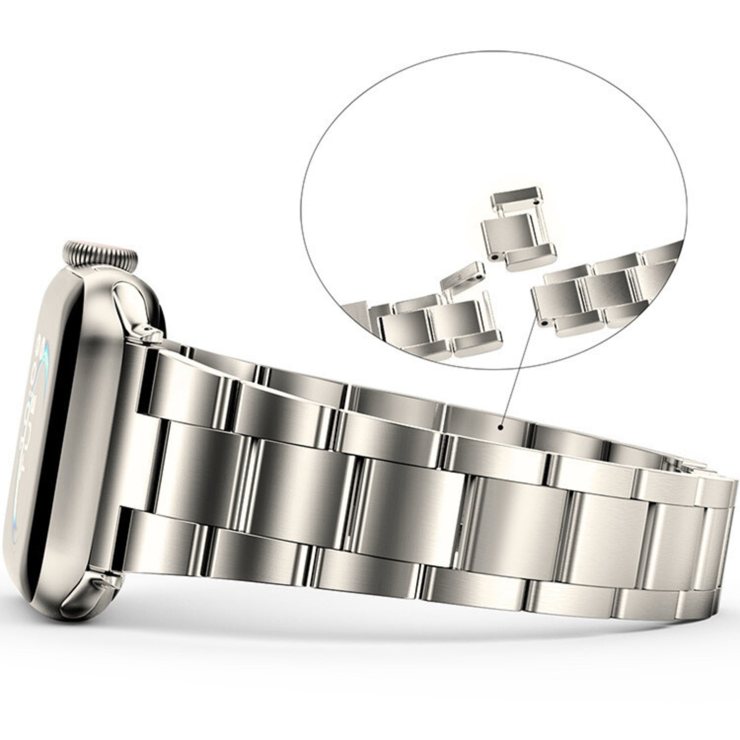 Stainless Steel Link Bracelet Band Small - The Sydney in Titanium - Compatible with Apple Watch Size 38mm to 41mm - Friendie Pty Ltd