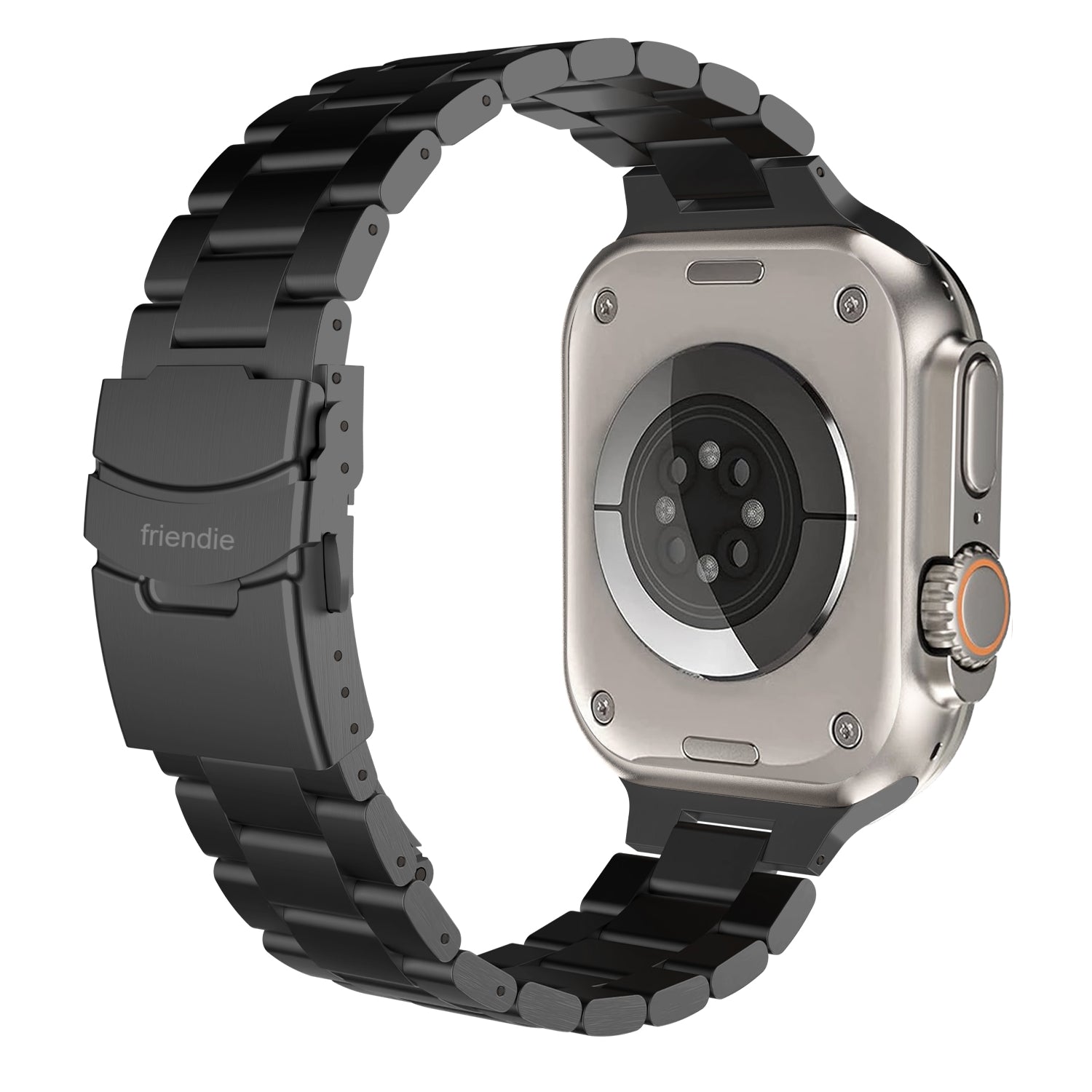 Stainless Steel Link Bracelet Band (Ultra) – The Sydney Ultra in Black – Compatible with Apple Watch Ultra (Friendie size Large) - Friendie Pty Ltd