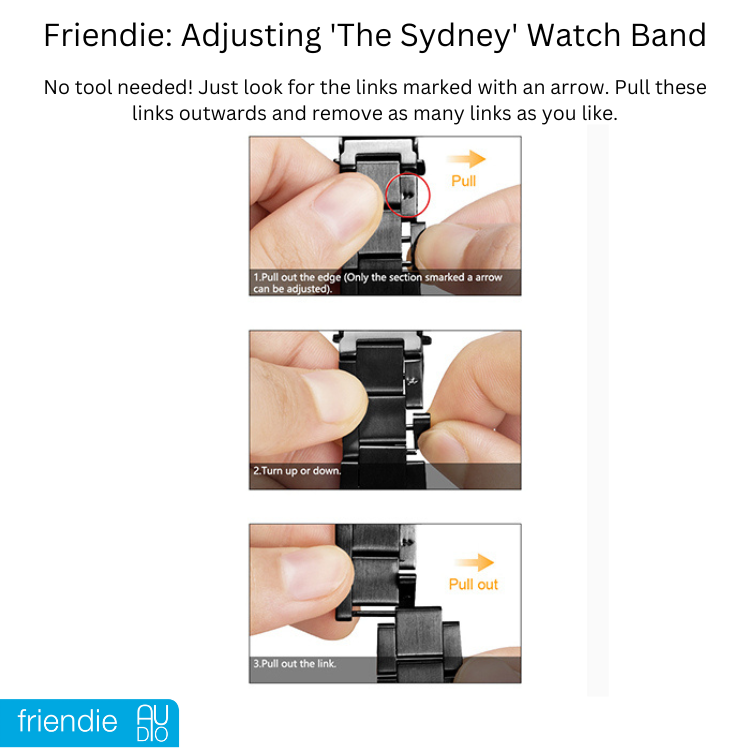 Stainless Steel Link Bracelet Band - The Sydney in Stainless Steel - Compatible with Apple Watch Size 38mm to 41mm - Friendie Pty Ltd