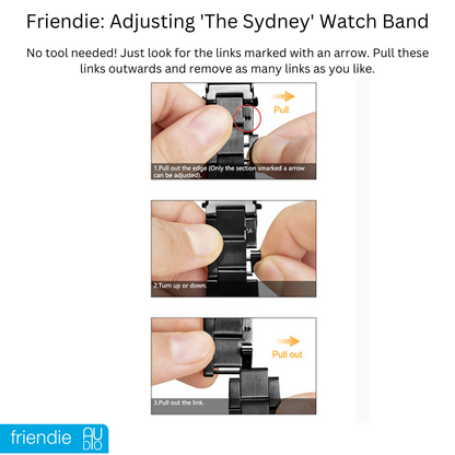 Stainless Steel Link Bracelet Band - The Sydney in Rose Gold - Compatible with Apple Watch Size 38mm to 41mm - Friendie Pty Ltd