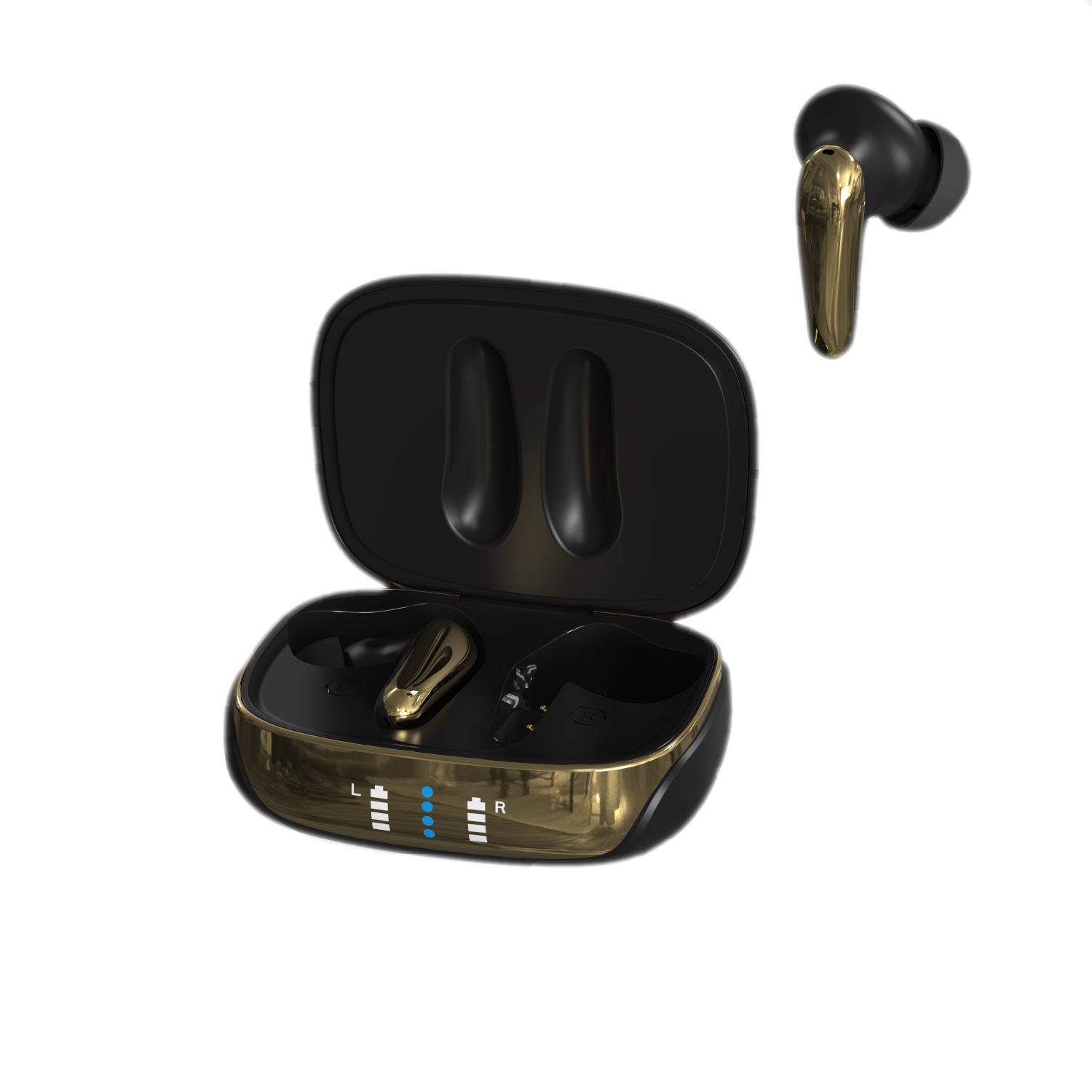 AIR Focus ANC Matte Black and Gold Active Noise Cancelling Earbuds