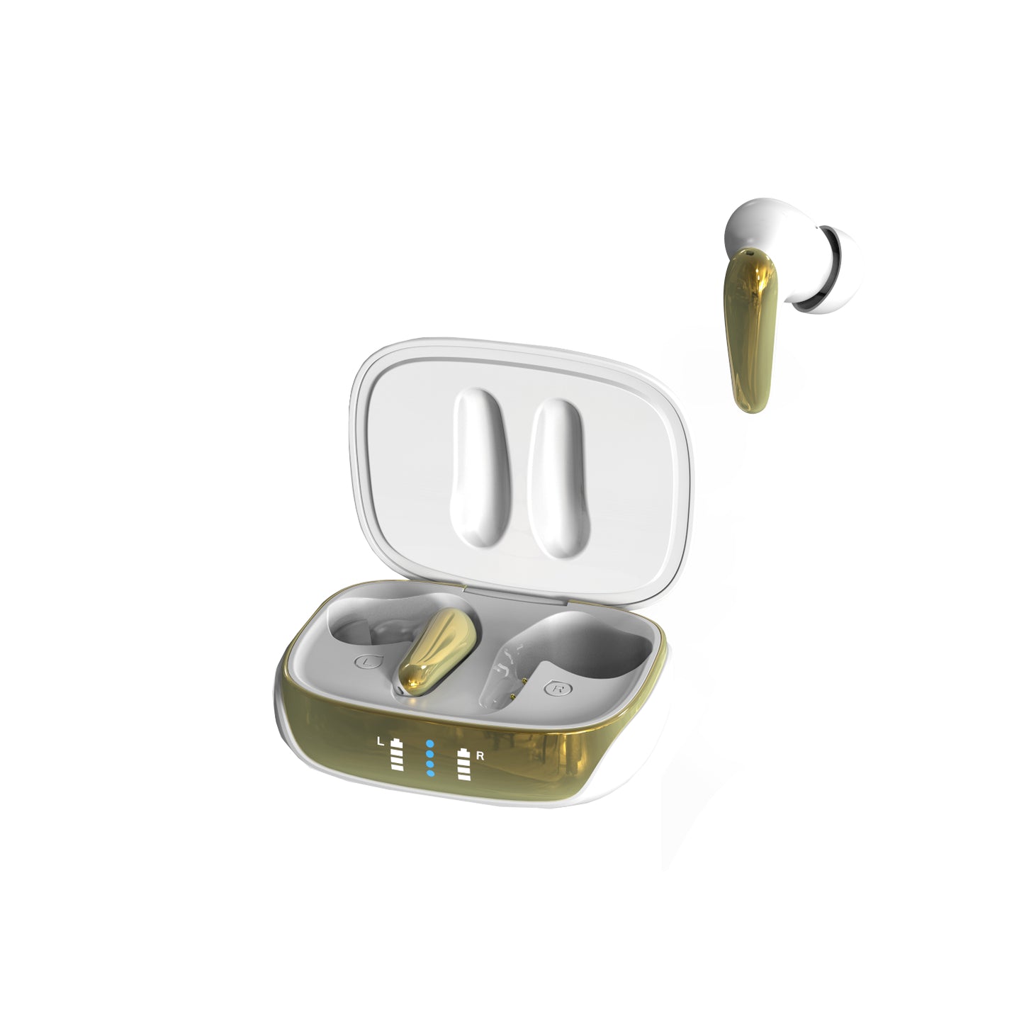 AIR Focus ANC Pearl White and Gold Active Noise Cancelling Earbuds (In Ear Wireless Headphones) - Friendie Pty Ltd