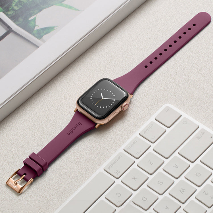 Silicone Band in Burgundy with Gold Classic Buckle - The Gippsland - Compatible with Apple Watch - Friendie Pty Ltd
