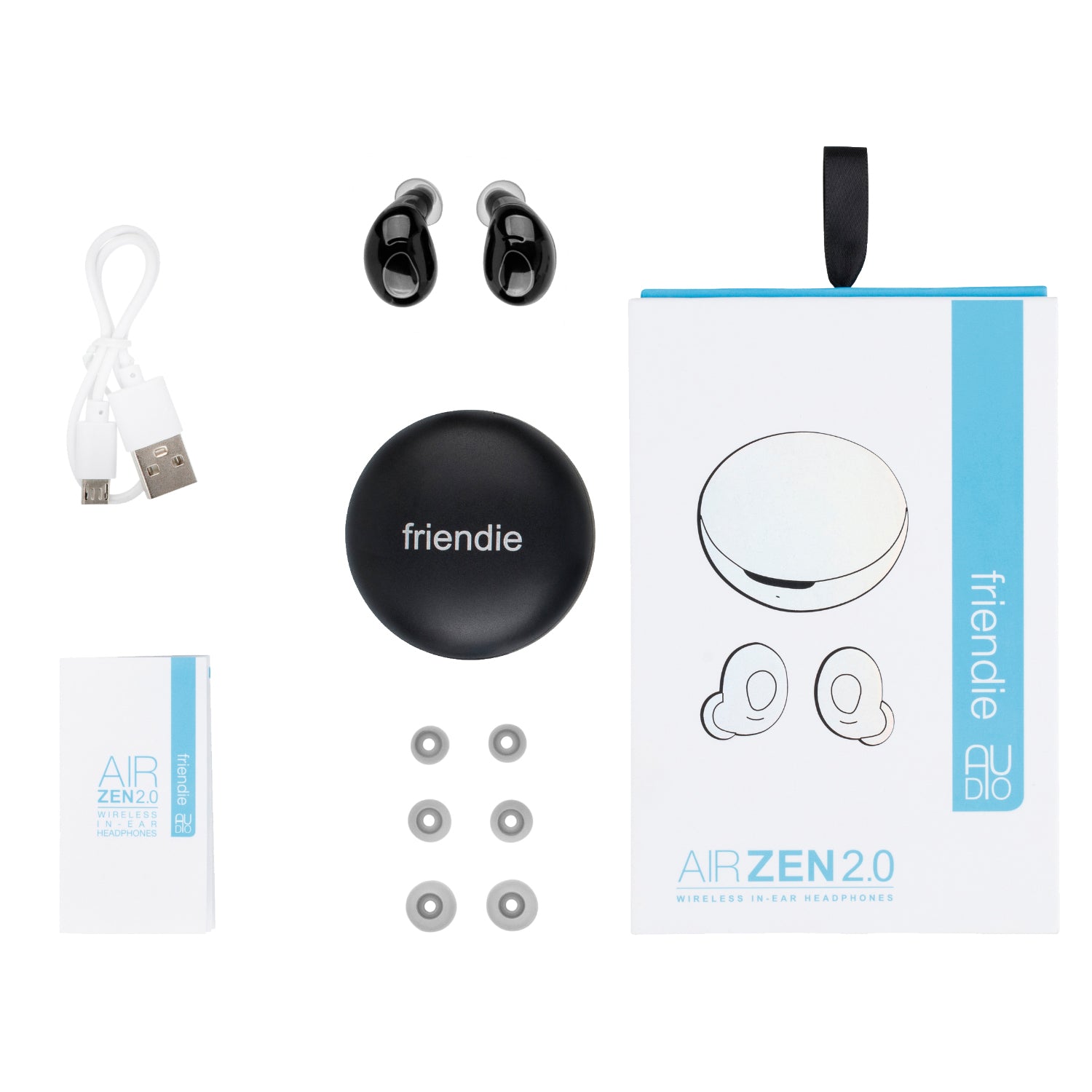 AIR ZEN 2.0 Matte Black Earbuds (In Ear Wireless Headphones) - Grade B, In Ear Headphones, Friendie Audio Pty Ltd, Friendie Audio Pty Ltd